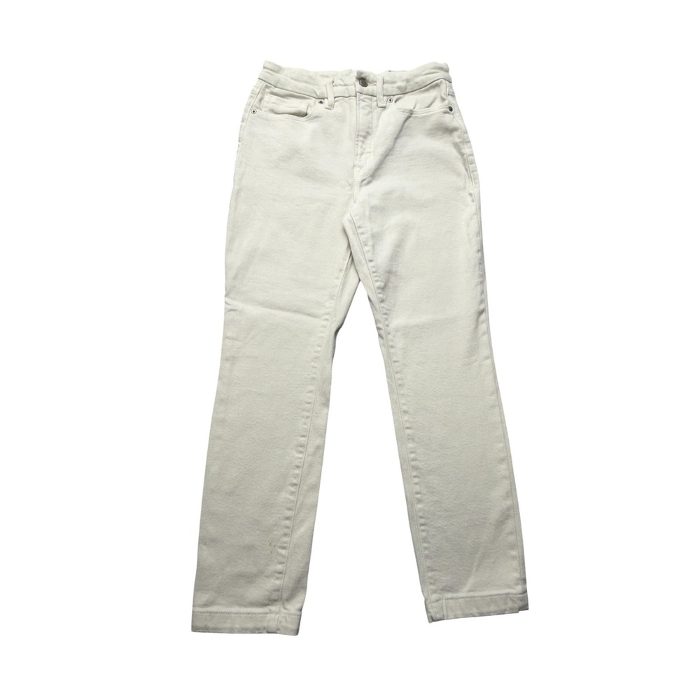 Good American Straight Jeans Womens 4/27 White Bone Mid Rise Stretch GCVF802PT
